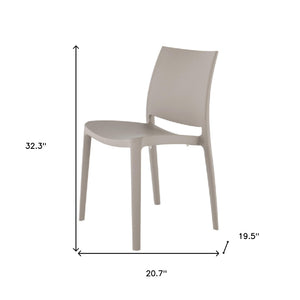 HomeRoots Set of Four Taupe Stacking Chairs - Heavy-Duty, Weather-Resistant, Perfect for Outdoor Dining & More 565209