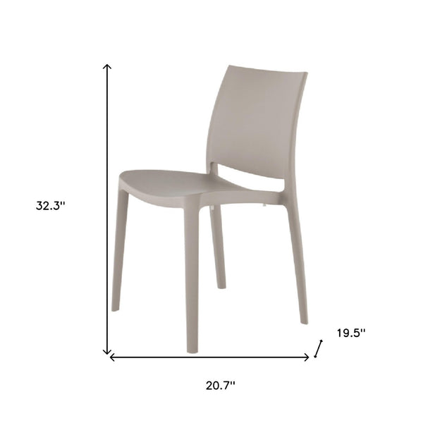 HomeRoots Set of Four Taupe Stacking Chairs - Heavy-Duty, Weather-Resistant, Perfect for Outdoor Dining & More 565209