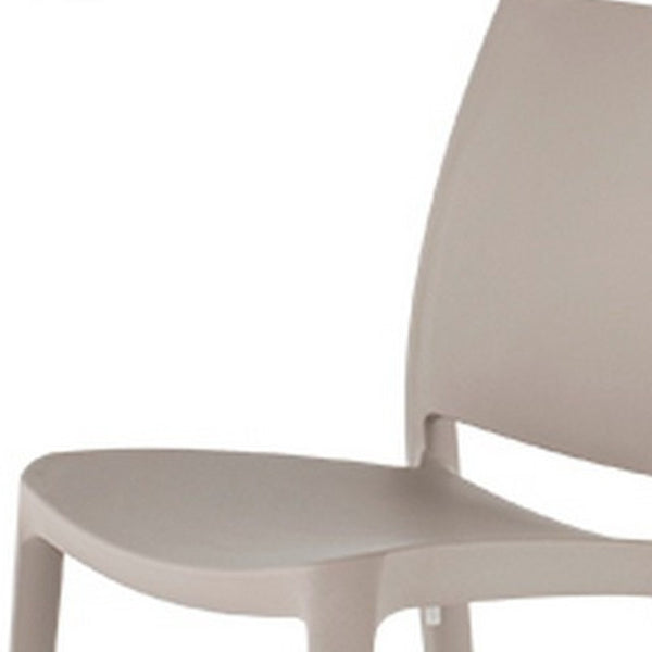 HomeRoots Set of Four Taupe Stacking Chairs - Heavy-Duty, Weather-Resistant, Perfect for Outdoor Dining & More 565209
