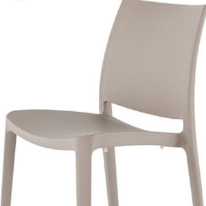 HomeRoots Set of Four Taupe Stacking Chairs - Heavy-Duty, Weather-Resistant, Perfect for Outdoor Dining & More 565209