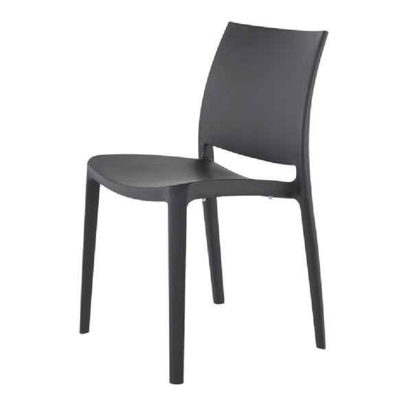 HomeRoots Set of Four Stylish Dark Gray Heavy-Duty Stacking Chairs for Outdoor Dining & Versatile Use 565210