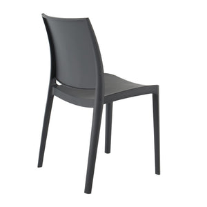 HomeRoots Set of Four Stylish Dark Gray Heavy-Duty Stacking Chairs for Outdoor Dining & Versatile Use 565210
