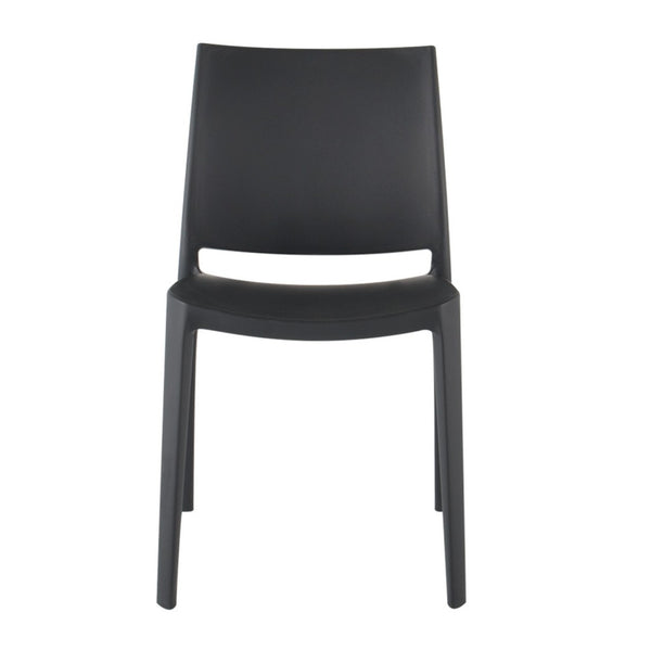 HomeRoots Set of Four Stylish Dark Gray Heavy-Duty Stacking Chairs for Outdoor Dining & Versatile Use 565210