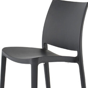 HomeRoots Set of Four Stylish Dark Gray Heavy-Duty Stacking Chairs for Outdoor Dining & Versatile Use 565210