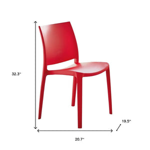 HomeRoots Set of Four Red Heavy-Duty Stacking Dining Chairs for Indoor & Outdoor Comfort, Style, & Storage 565211