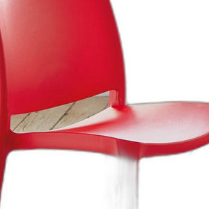 HomeRoots Set of Four Red Heavy-Duty Stacking Dining Chairs for Indoor & Outdoor Comfort, Style, & Storage 565211