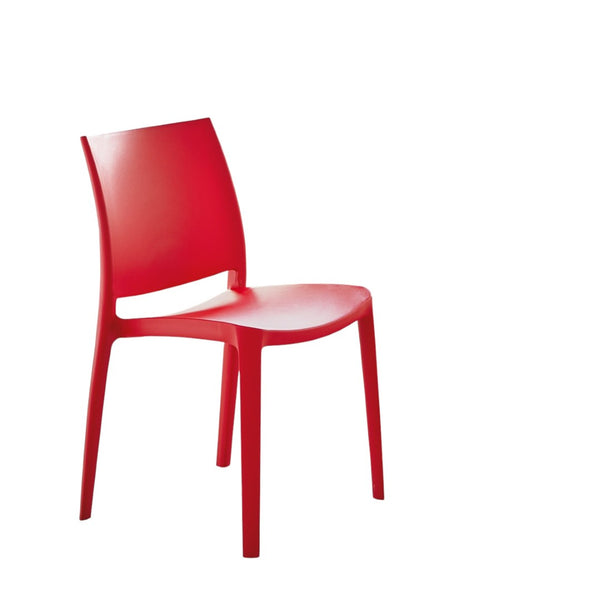 HomeRoots Set of Four Red Heavy-Duty Stacking Dining Chairs for Indoor & Outdoor Comfort, Style, & Storage 565211