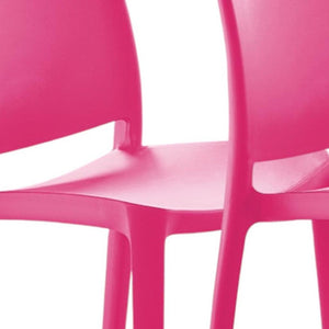 HomeRoots Set of Four Fuchsia Heavy-Duty Outdoor Stacking Chairs – Durable, Stylish, and Space-Saving Design! 565212