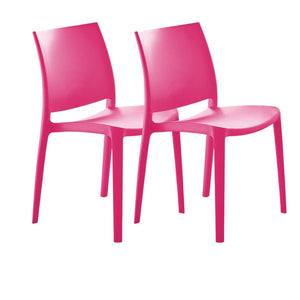 HomeRoots Set of Four Fuchsia Heavy-Duty Outdoor Stacking Chairs – Durable, Stylish, and Space-Saving Design! 565212