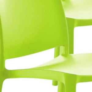 HomeRoots Set of Four Green Stacking Chairs – Heavy-Duty Outdoor Seating for Patio, Poolside, or Dining Areas 565213