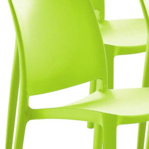 HomeRoots Set of Four Green Stacking Chairs – Heavy-Duty Outdoor Seating for Patio, Poolside, or Dining Areas 565213