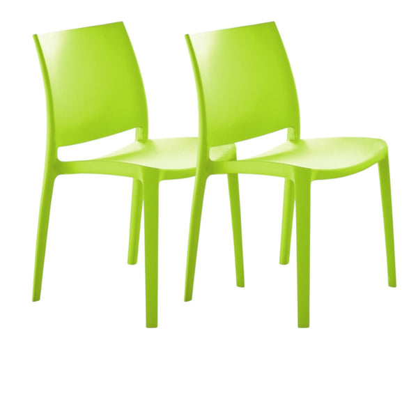 HomeRoots Set of Four Green Stacking Chairs – Heavy-Duty Outdoor Seating for Patio, Poolside, or Dining Areas 565213