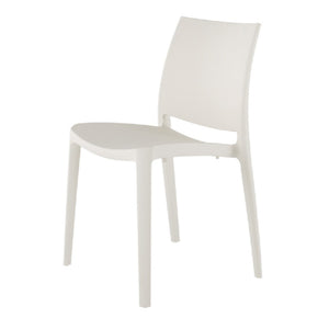 HomeRoots Set of Four White Heavy-Duty Plastic Stacking Chairs for Modern Outdoor Dining & Comfort Use 565214