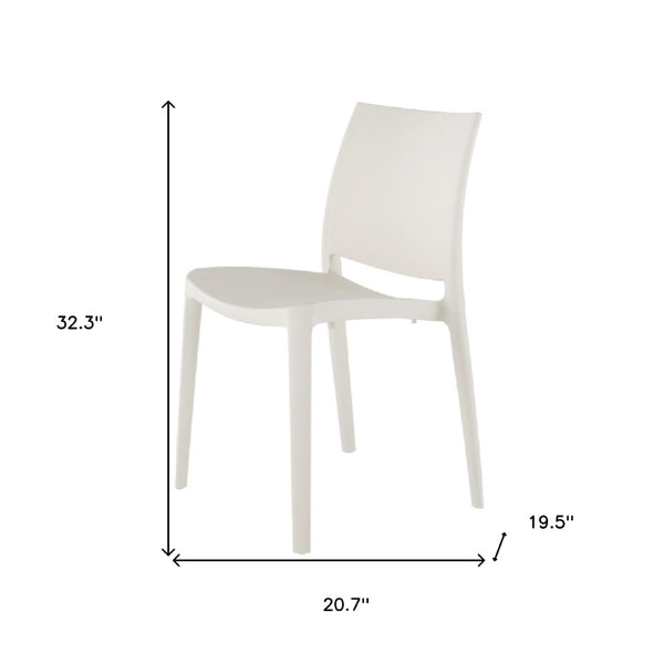 HomeRoots Set of Four White Heavy-Duty Plastic Stacking Chairs for Modern Outdoor Dining & Comfort Use 565214