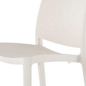 HomeRoots Set of Four White Heavy-Duty Plastic Stacking Chairs for Modern Outdoor Dining & Comfort Use 565214