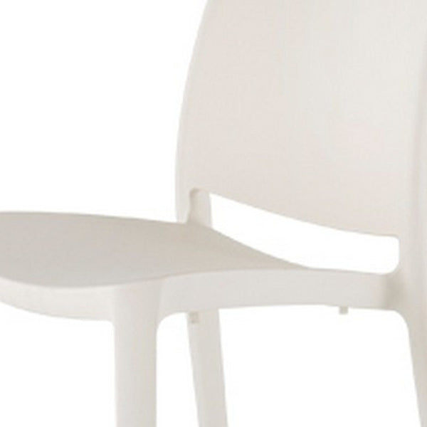 HomeRoots Set of Four White Heavy-Duty Plastic Stacking Chairs for Modern Outdoor Dining & Comfort Use 565214