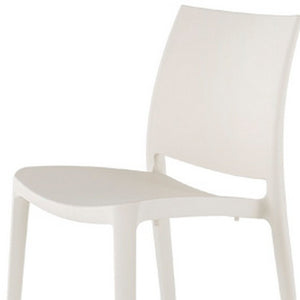 HomeRoots Set of Four White Heavy-Duty Plastic Stacking Chairs for Modern Outdoor Dining & Comfort Use 565214