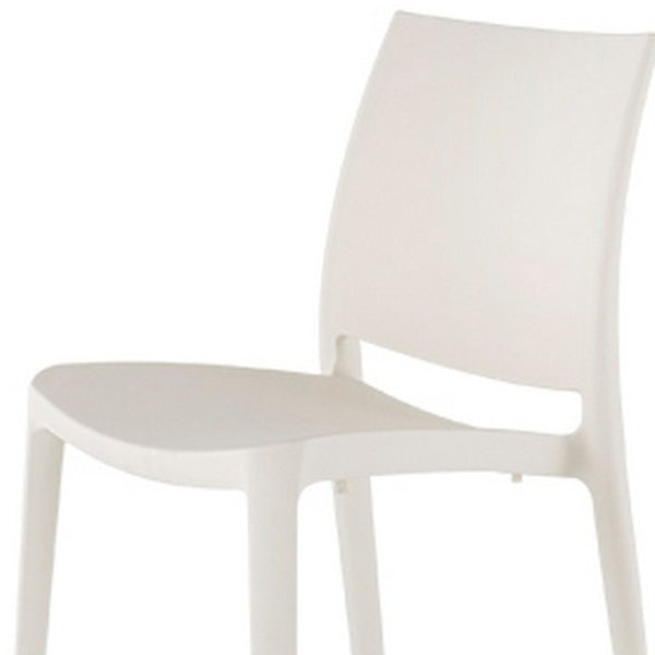 HomeRoots Set of Four White Heavy-Duty Plastic Stacking Chairs for Modern Outdoor Dining & Comfort Use 565214