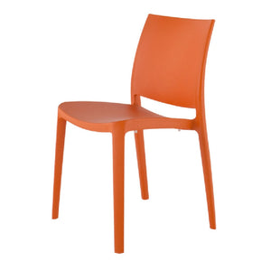 HomeRoots Set of Four Vibrant Orange Heavy-Duty Outdoor Stacking Chairs for Stylish Dining & Comfort 565215
