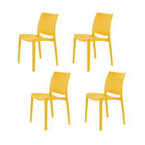 HomeRoots Set of Four Gold Heavy-Duty Stacking Chairs - Weather-Resistant, Modern Design for Indoor & Outdoor Use 565216
