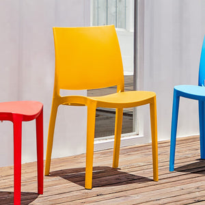 HomeRoots Set of Four Gold Heavy-Duty Stacking Chairs - Weather-Resistant, Modern Design for Indoor & Outdoor Use 565216
