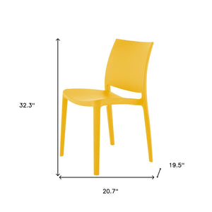 HomeRoots Set of Four Gold Heavy-Duty Stacking Chairs - Weather-Resistant, Modern Design for Indoor & Outdoor Use 565216