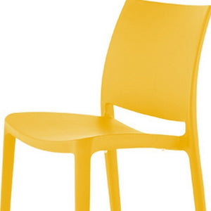 HomeRoots Set of Four Gold Heavy-Duty Stacking Chairs - Weather-Resistant, Modern Design for Indoor & Outdoor Use 565216