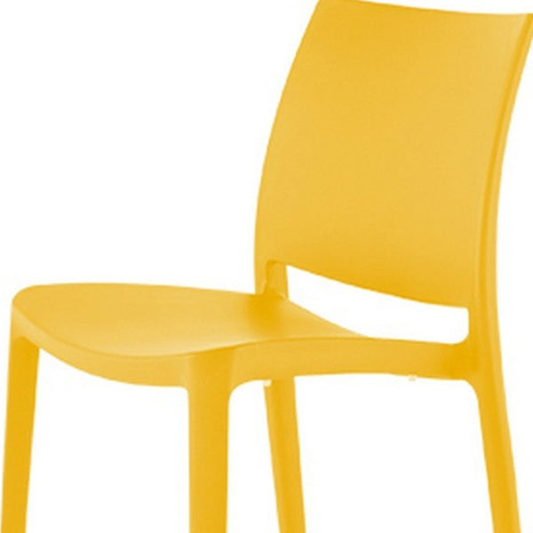 HomeRoots Set of Four Gold Heavy-Duty Stacking Chairs - Weather-Resistant, Modern Design for Indoor & Outdoor Use 565216