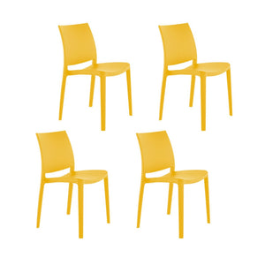 HomeRoots Set of Four Gold Heavy-Duty Stacking Chairs - Weather-Resistant, Modern Design for Indoor & Outdoor Use 565216