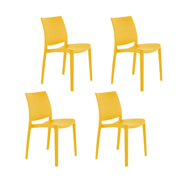 HomeRoots Set of Four Gold Heavy-Duty Stacking Chairs - Weather-Resistant, Modern Design for Indoor & Outdoor Use 565216