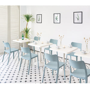 HomeRoots Set of Two Stylish Baby Blue Stackable Plastic Chairs for Indoor & Outdoor Comfort & Durability 565223