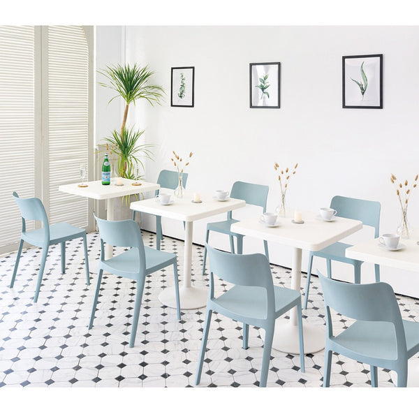 HomeRoots Set of Two Stylish Baby Blue Stackable Plastic Chairs for Indoor & Outdoor Comfort & Durability 565223