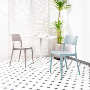 HomeRoots Set of Two Stylish Baby Blue Stackable Plastic Chairs for Indoor & Outdoor Comfort & Durability 565223