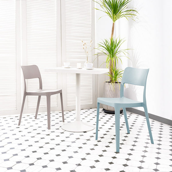 HomeRoots Set of Two Stylish Baby Blue Stackable Plastic Chairs for Indoor & Outdoor Comfort & Durability 565223