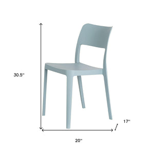 HomeRoots Set of Two Stylish Baby Blue Stackable Plastic Chairs for Indoor & Outdoor Comfort & Durability 565223