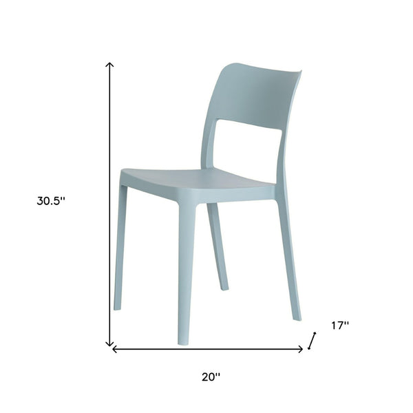 HomeRoots Set of Two Stylish Baby Blue Stackable Plastic Chairs for Indoor & Outdoor Comfort & Durability 565223