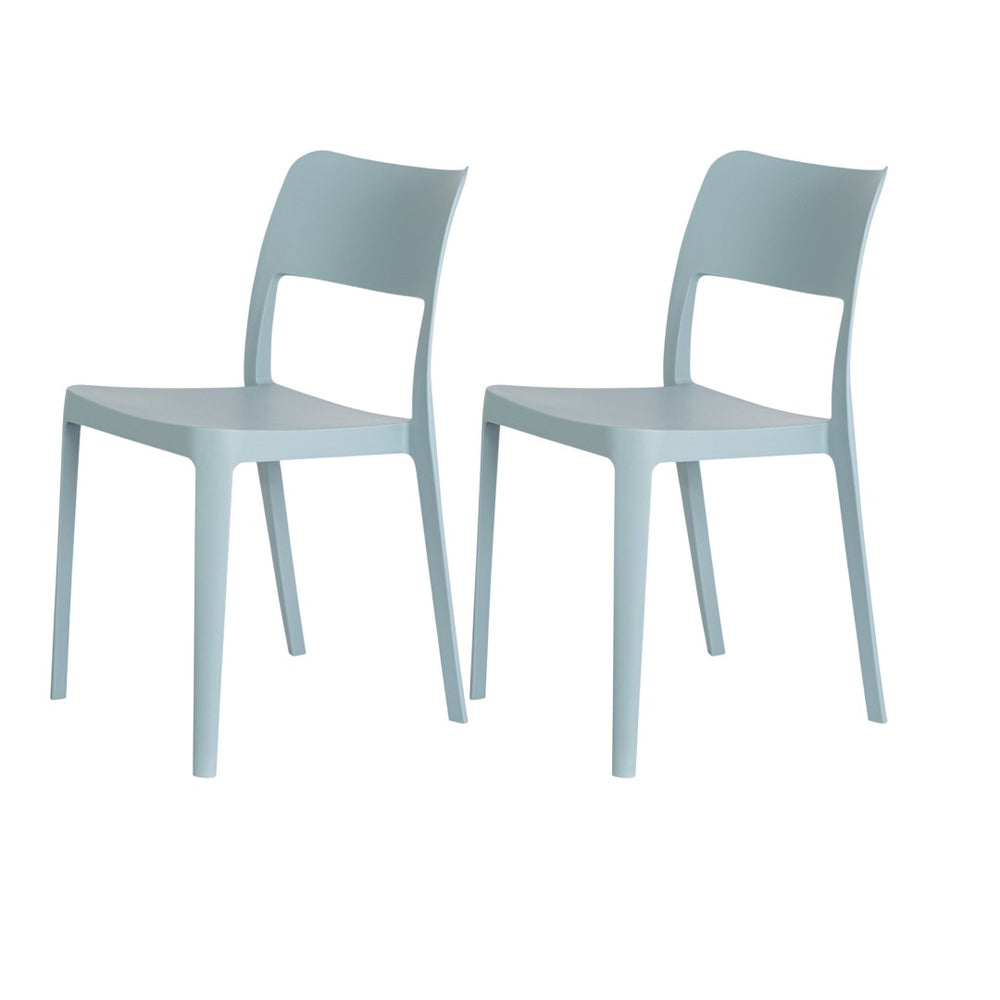 HomeRoots Set of Two Stylish Baby Blue Stackable Plastic Chairs for Indoor & Outdoor Comfort & Durability 565223