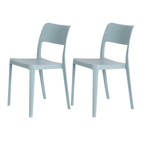 HomeRoots Set of Two Stylish Baby Blue Stackable Plastic Chairs for Indoor & Outdoor Comfort & Durability 565223