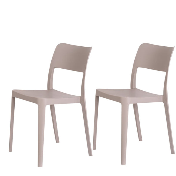 HomeRoots Set of Two Taupe Heavy-Duty Stacking Accent Chairs for Stylish Outdoor & Indoor Seating Solutions 565224