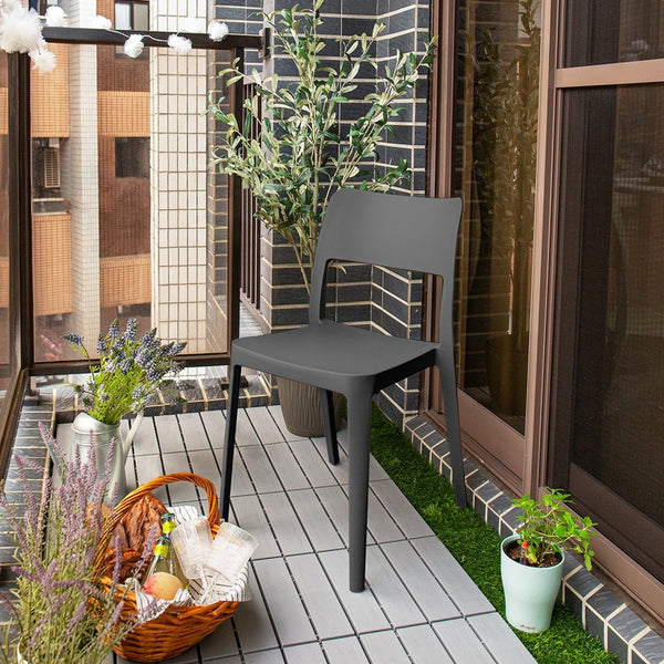 HomeRoots Set of Two Stylish Black Stacking Accent Chairs for Outdoor Comfort and Space-Saving Convenience 565225