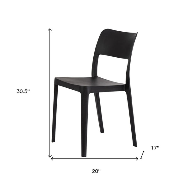 HomeRoots Set of Two Stylish Black Stacking Accent Chairs for Outdoor Comfort and Space-Saving Convenience 565225