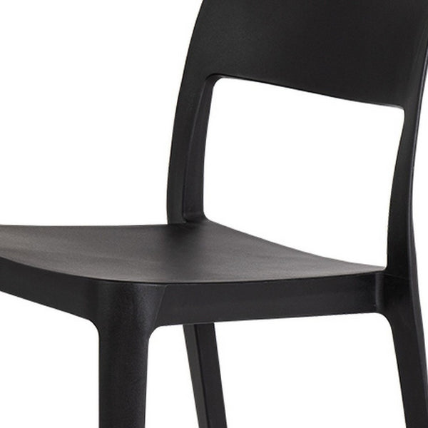 HomeRoots Set of Two Stylish Black Stacking Accent Chairs for Outdoor Comfort and Space-Saving Convenience 565225