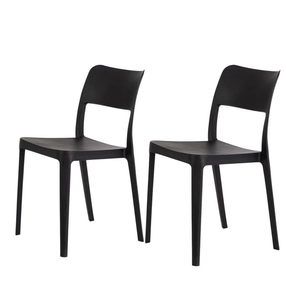 HomeRoots Set of Two Stylish Black Stacking Accent Chairs for Outdoor Comfort and Space-Saving Convenience 565225