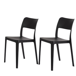 HomeRoots Set of Two Stylish Black Stacking Accent Chairs for Outdoor Comfort and Space-Saving Convenience 565225