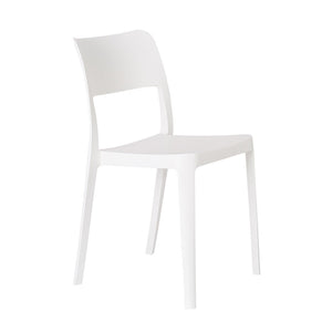 HomeRoots Set of Two White Heavy-Duty Plastic Stacking Accent Chairs for Outdoor and Indoor Use 565226