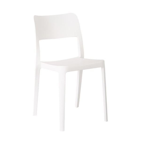 HomeRoots Set of Two White Heavy-Duty Plastic Stacking Accent Chairs for Outdoor and Indoor Use 565226