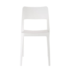 HomeRoots Set of Two White Heavy-Duty Plastic Stacking Accent Chairs for Outdoor and Indoor Use 565226