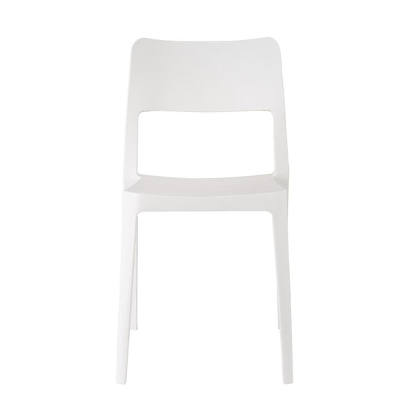 HomeRoots Set of Two White Heavy-Duty Plastic Stacking Accent Chairs for Outdoor and Indoor Use 565226