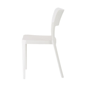 HomeRoots Set of Two White Heavy-Duty Plastic Stacking Accent Chairs for Outdoor and Indoor Use 565226