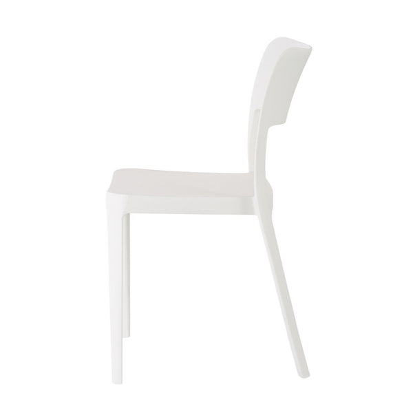 HomeRoots Set of Two White Heavy-Duty Plastic Stacking Accent Chairs for Outdoor and Indoor Use 565226
